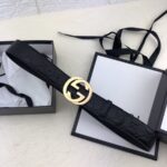 Gucci 3.8cm[色]带身双面采用进口头层牛皮压时尚古驰大G印花 搭配经典款GG互扣式抛光铜金属扣头 /