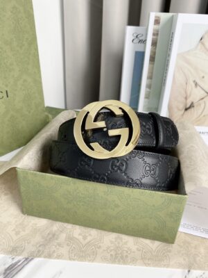 Gucci 经典款腰带，原版头层小牛皮压花搭配精品铜扣，真空电镀五金，永不掉色！宽度3.8cm /