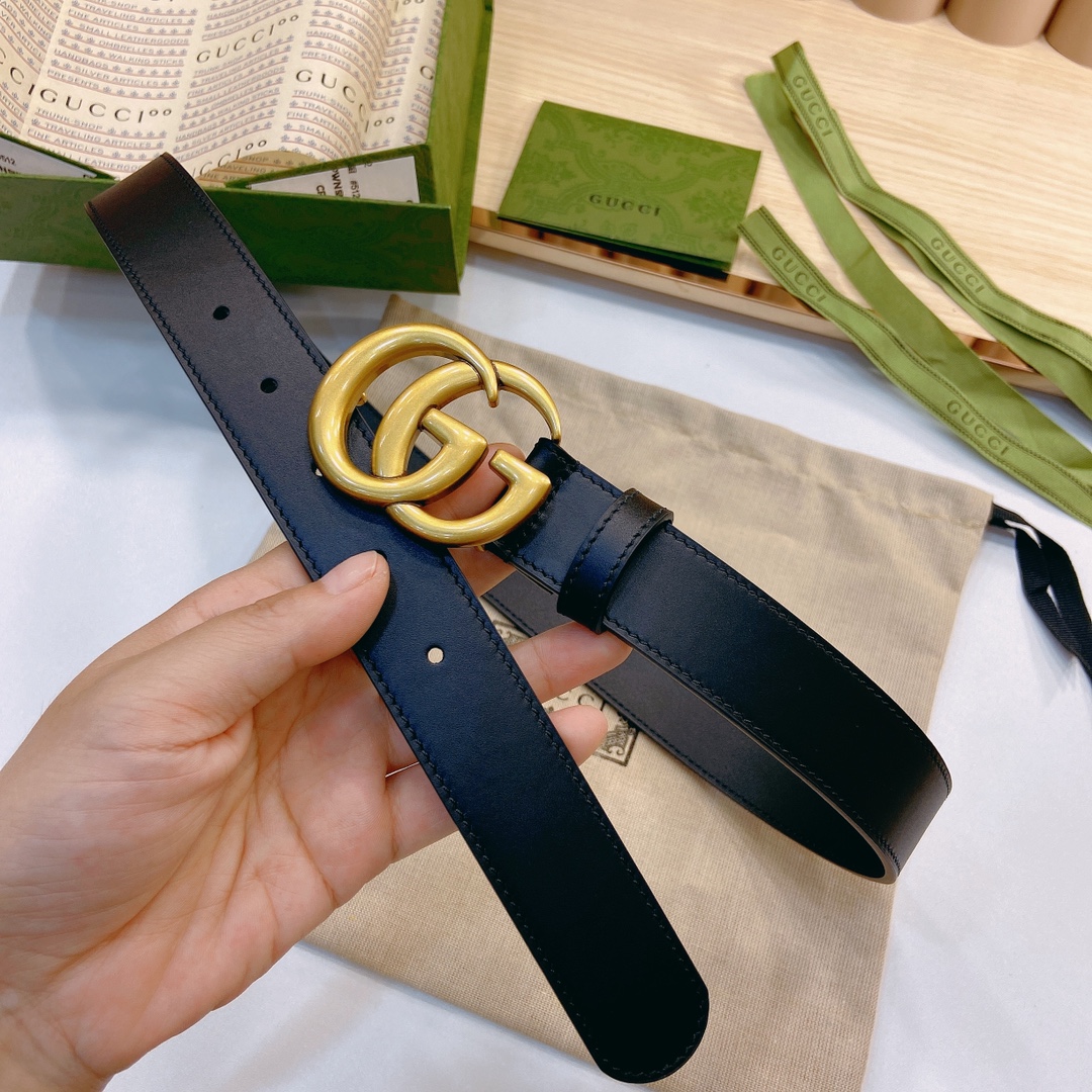 Gucci 古奇官网春夏新款，正品规格 4.0cm进口皮底小牛皮细腰带搭配精品铜扣，时尚百搭 /