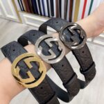 Gucci 古奇官网经典 正品规格 原版品质 ✨ 头层小牛皮压花 专柜新版内衬底皮 进口头层皮底 40mm 抛光亮面双G扣 /