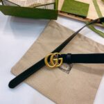 Gucci 古奇官网春夏新款，正品规格 4.0cm进口皮底小牛皮细腰带搭配精品铜扣，时尚百搭 /