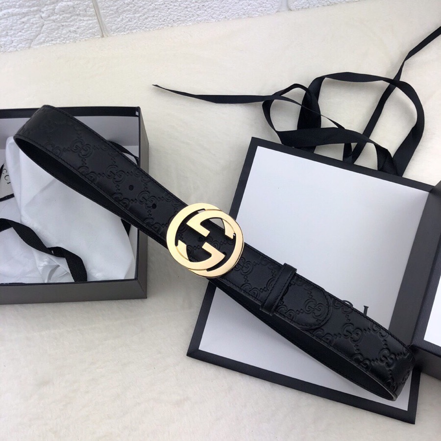Gucci 3.8cm[色]带身双面采用进口头层牛皮压时尚古驰大G印花 搭配经典款GG互扣式抛光铜金属扣头 /