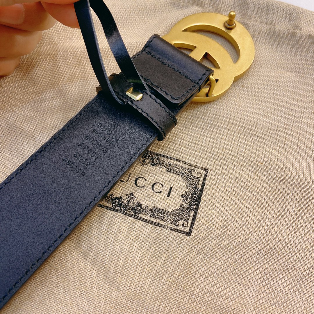 Gucci 古奇官网春夏新款，正品规格 4.0cm进口皮底小牛皮细腰带搭配精品铜扣，时尚百搭 /