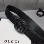 GUCCI 经典全皮压花，原版进口南非皮底，精品双G钢扣 宽度：40mm /