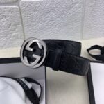 Gucci 3.8cm[色]带身双面采用进口头层牛皮压时尚古驰大G印花 搭配经典款GG互扣式抛光铜金属扣头 /