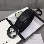 GUCCI 经典全皮压花，原版进口南非皮底，精品双G钢扣 宽度：40mm /