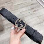 Gucci 古奇官网经典 正品规格 原版品质 ✨ 头层小牛皮压花 专柜新版内衬底皮 进口头层皮底 40mm 抛光亮面双G扣 /