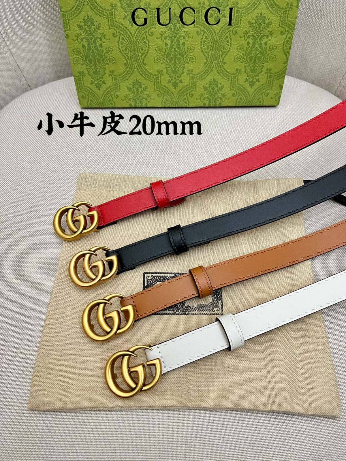 古驰进口原单小牛皮 内衬进口头层牛皮. 搭配精品古铜扣,原产皮料定制，专柜宽度2.0cm。 P110