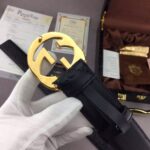Gucci Signature皮革精制而成，触感厚实，底部也是黑色皮。宽度3.8cm，手感超好，永恒而经典！ /