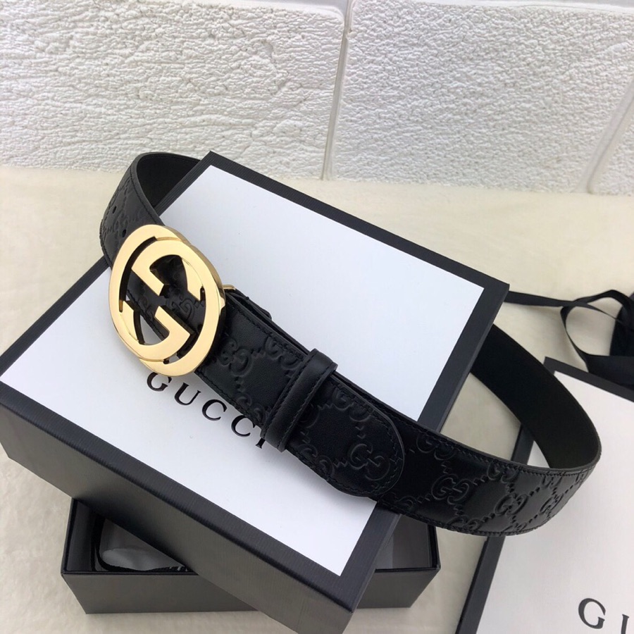 Gucci 3.8cm[色]带身双面采用进口头层牛皮压时尚古驰大G印花 搭配经典款GG互扣式抛光铜金属扣头 /