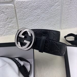 Gucci 3.8cm[色]带身双面采用进口头层牛皮压时尚古驰大G印花 搭配经典款GG互扣式抛光铜金属扣头 /