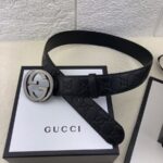 Gucci 3.8cm[色]带身双面采用进口头层牛皮压时尚古驰大G印花 搭配经典款GG互扣式抛光铜金属扣头 /