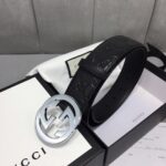 Gucci 3.8cm[色]带身双面采用进口头层牛皮压时尚古驰大G印花 搭配经典款GG互扣式抛光铜金属扣头 /
