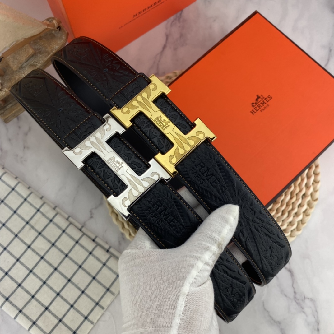 爱马仕💕 特种皮腰带系列 ，原厂五金精品不锈钢扣 手感柔软舒适 宽3.8CM。p125