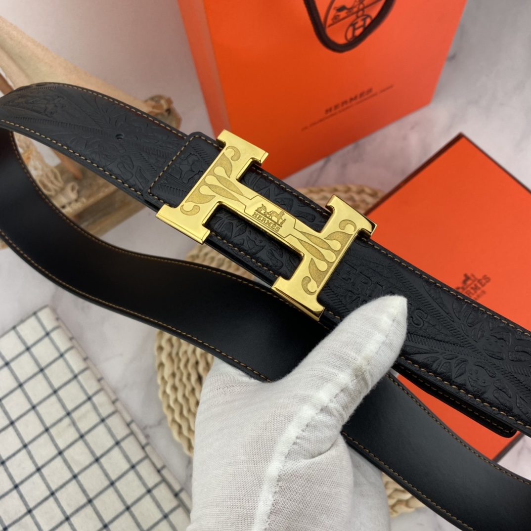 爱马仕💕 特种皮腰带系列 ，原厂五金精品不锈钢扣 手感柔软舒适 宽3.8CM。p125