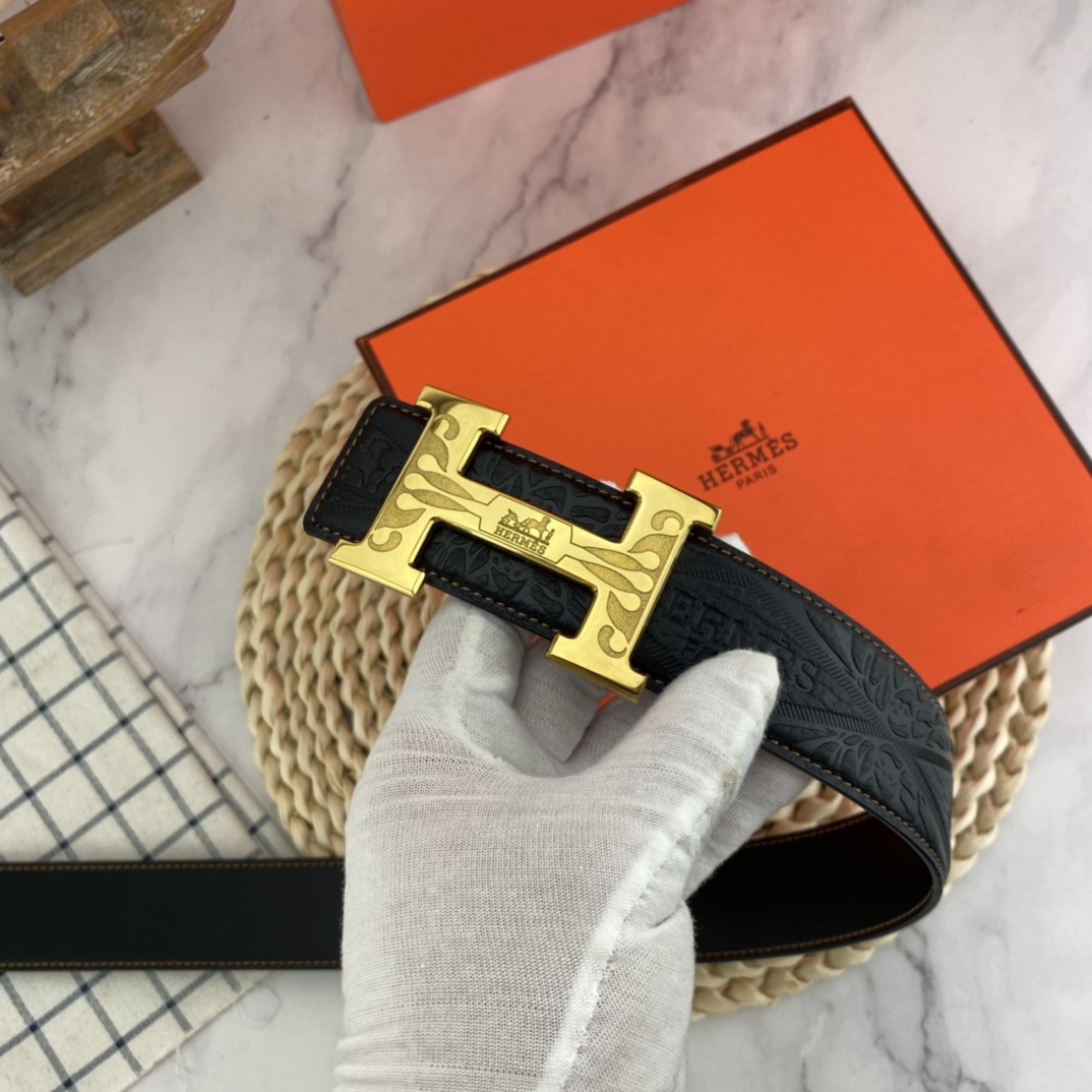 爱马仕💕 特种皮腰带系列 ，原厂五金精品不锈钢扣 手感柔软舒适 宽3.8CM。p125
