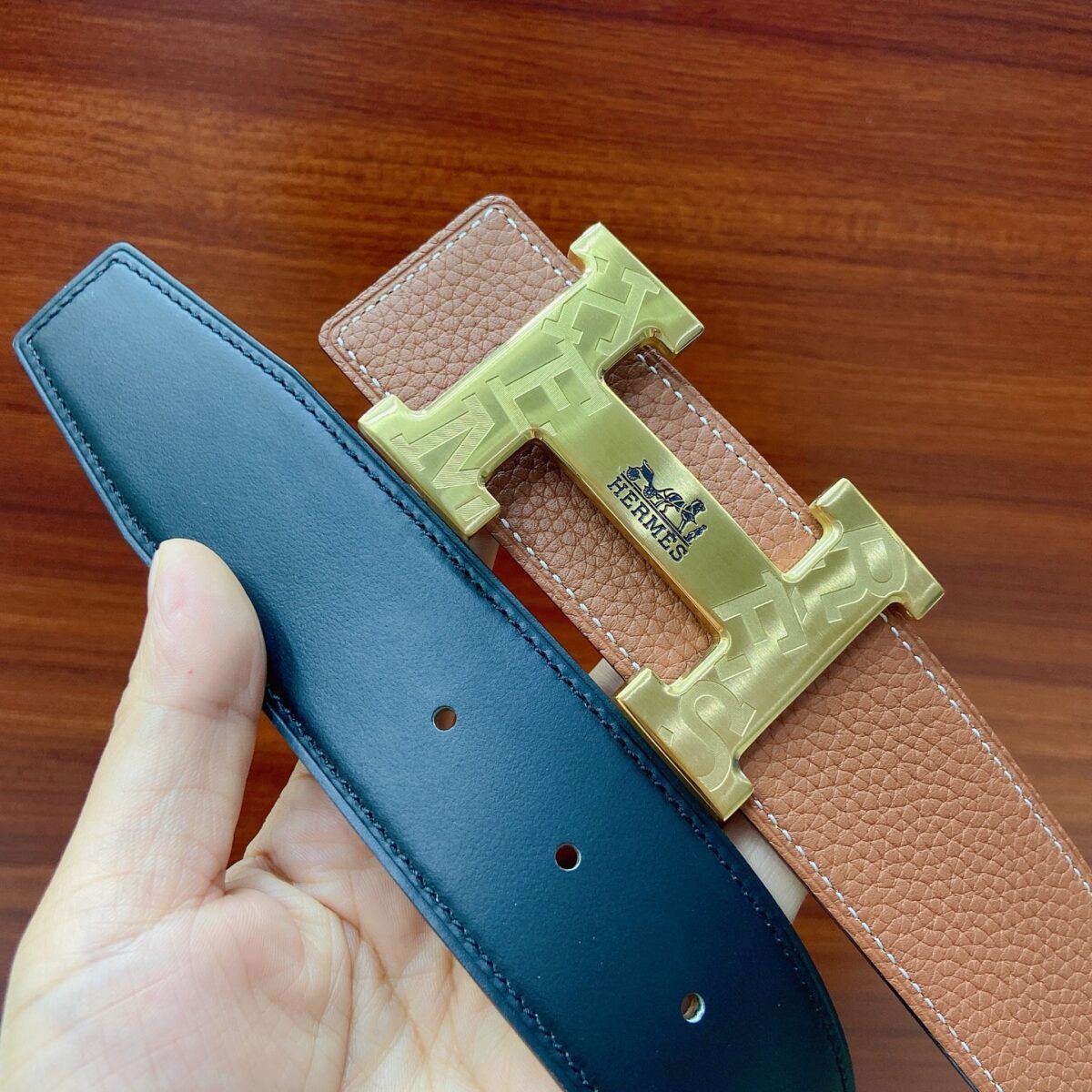 HERMES 38mm腰帶 精钢五金 搭配原版Togo皮进口白芯底皮，双面可用。