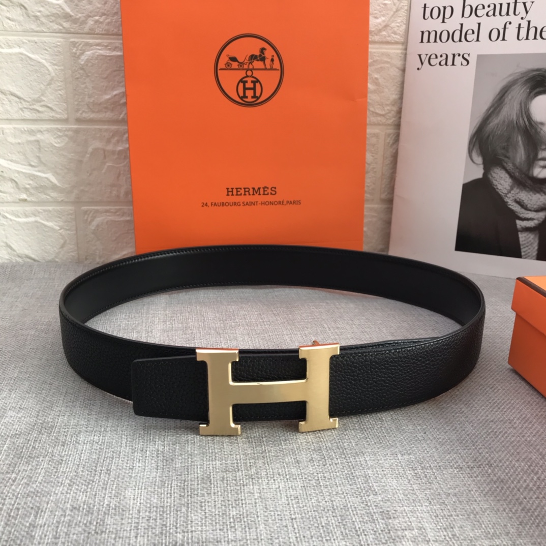 P120 ：配送专柜全套礼盒包装🎁。爱马仕男款精品 精致荔枝纹➕原版皮底，双面头层牛皮 &原版纯钢特色扣，双头尾设计，彰显独特风格，双色可双面使用 宽度：38毫米 /