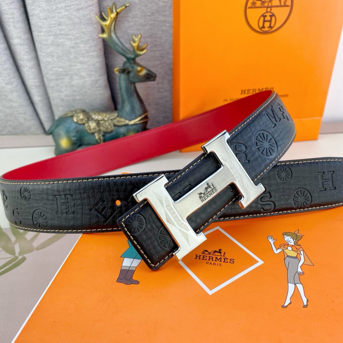 爱马仕💕 特种皮腰带系列 ，原厂五金精品不锈钢扣，手感柔软舒适 宽3.8CM。p130
