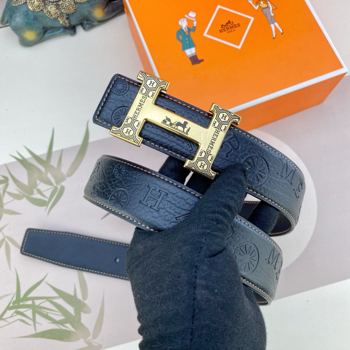 爱马仕💕 特种皮腰带系列 ，原厂五金精品不锈钢扣，手感柔软舒适 宽3.8CM。p130