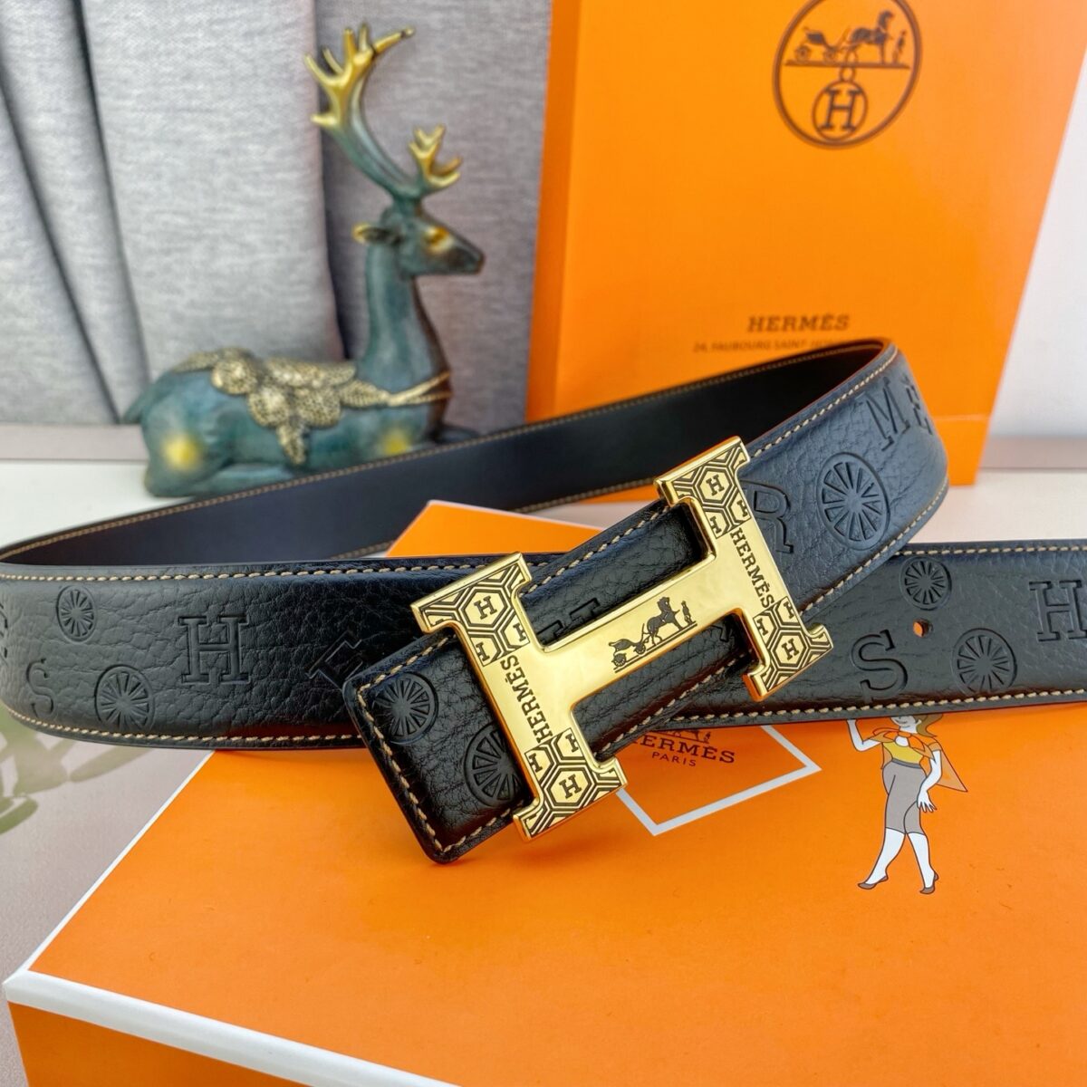 爱马仕💕 特种皮腰带系列 ，原厂五金精品不锈钢扣，手感柔软舒适 宽3.8CM。p130