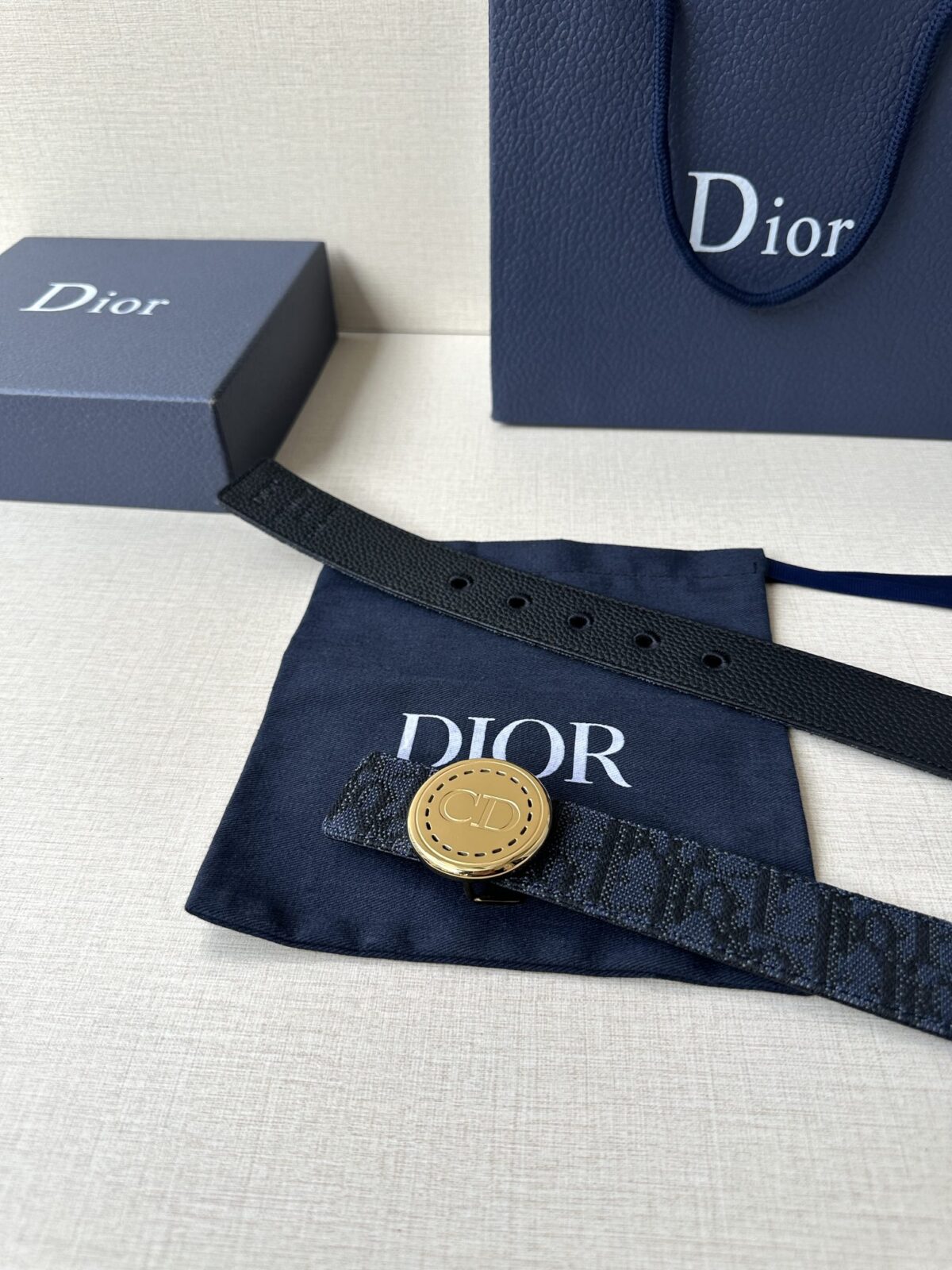 Dior Charm 腰带扣是夏季男装系列新品，采用不锈钢真空电镀菱饰面精心设计，重新演绎经典的 Dior 标志。可与各式 35 毫米腰带搭配，时尚高雅，相得益彰。