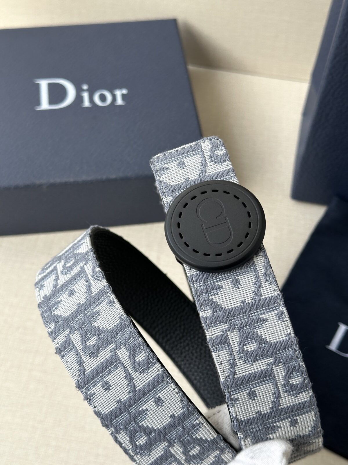 Dior Charm 腰带扣是夏季男装系列新品，采用不锈钢真空电镀菱饰面精心设计，重新演绎经典的 Dior 标志。可与各式 35 毫米腰带搭配，时尚高雅，相得益彰。