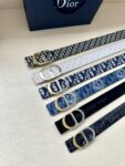 Dior 新款单品，延续经典设计，饰以 CD Icon 标志。光金和白色金属覆层形成鲜明的对比。可与各式 35 毫米腰带搭配，提升格调，打造优雅精致的造型。 /