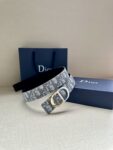 Dior 新款单品，延续经典设计，饰以 CD Icon 标志。光金和白色金属覆层形成鲜明的对比。可与各式 35 毫米腰带搭配，提升格调，打造优雅精致的造型。 /