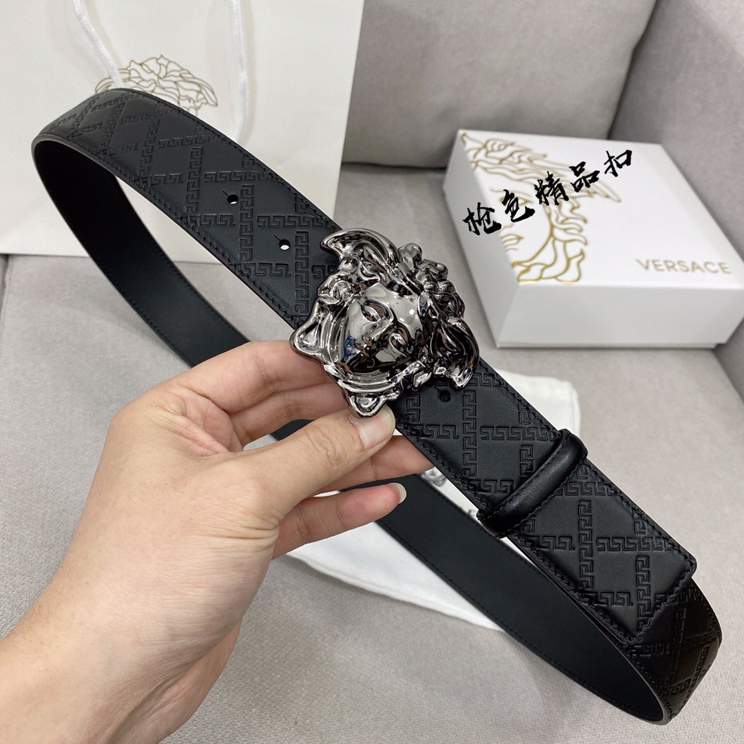 Versace 原单腰带，进口原版头层牛皮，搭配经典美人头真空电镀五金，宽度3.8cm 配全套包装礼盒🎁 /