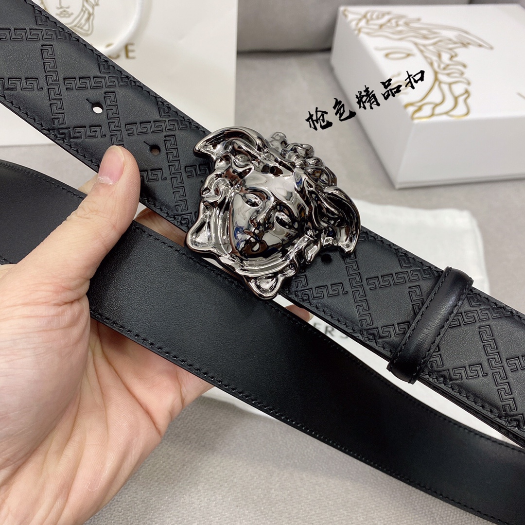 Versace 原单腰带，进口原版头层牛皮，搭配经典美人头真空电镀五金，宽度3.8cm 配全套包装礼盒🎁 /