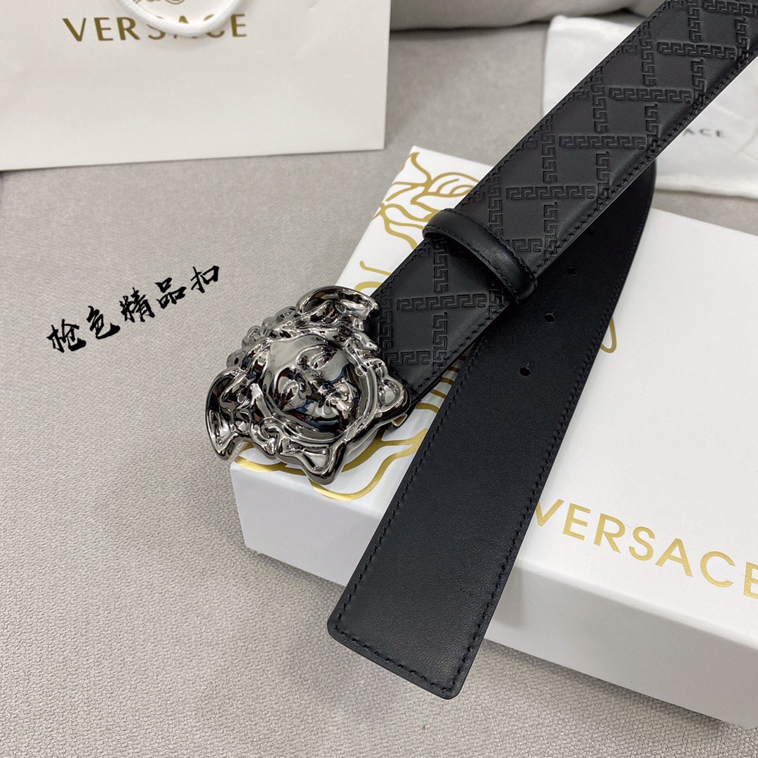 Versace 原单腰带，进口原版头层牛皮，搭配经典美人头真空电镀五金，宽度3.8cm 配全套包装礼盒🎁 /