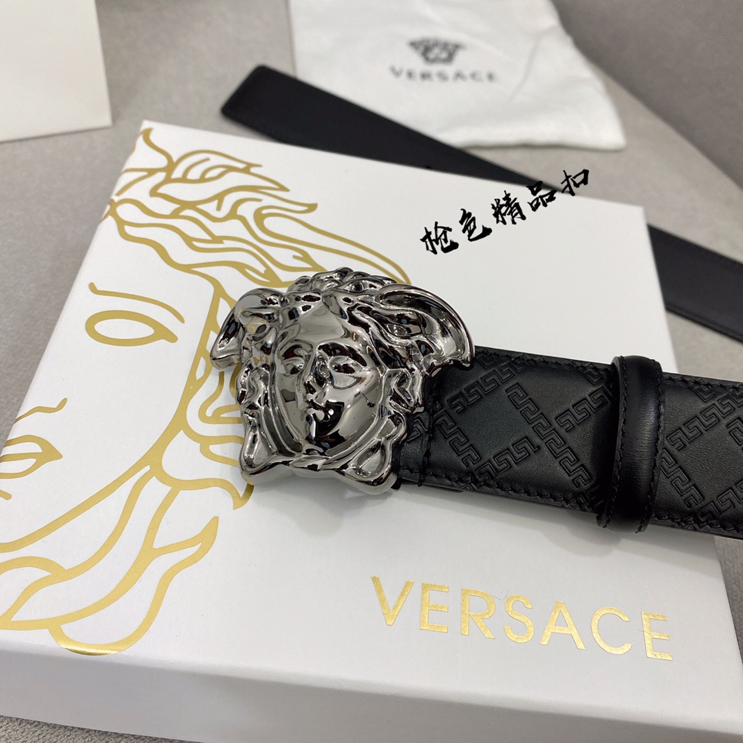 Versace 原单腰带，进口原版头层牛皮，搭配经典美人头真空电镀五金，宽度3.8cm 配全套包装礼盒🎁 /