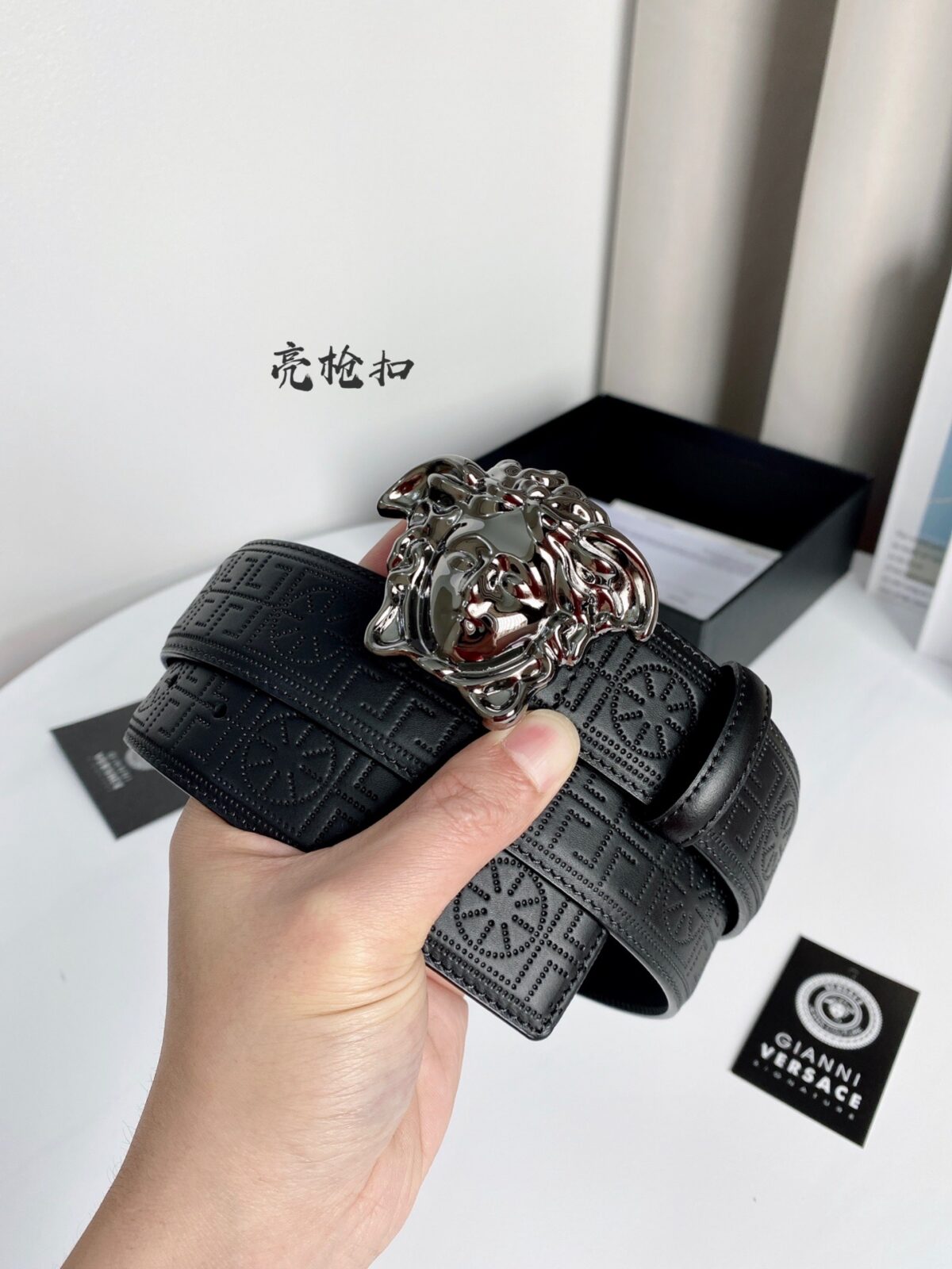 Versace 原单腰带，进口原版头层牛皮，搭配经典美人头真空电镀五金，宽度3.8cm /