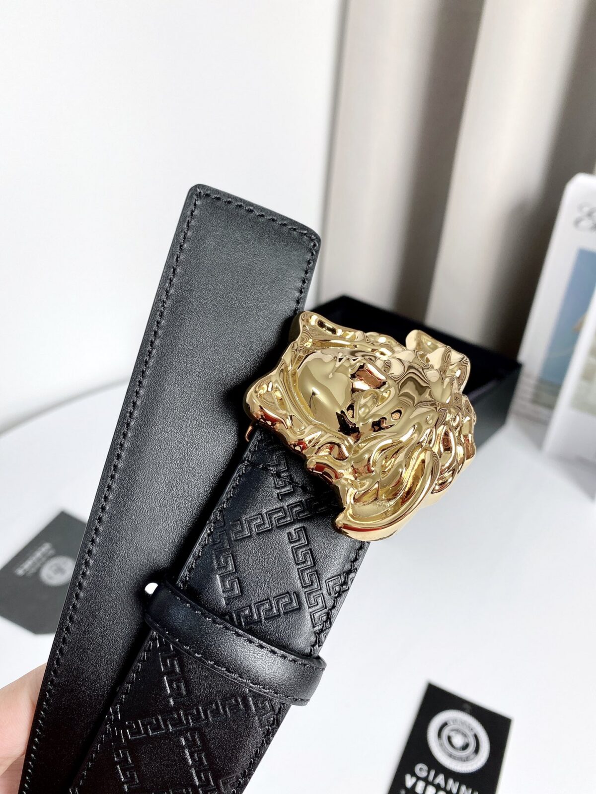 Versace 原单腰带，进口原版头层牛皮，搭配经典美人头真空电镀五金，宽度3.8cm /