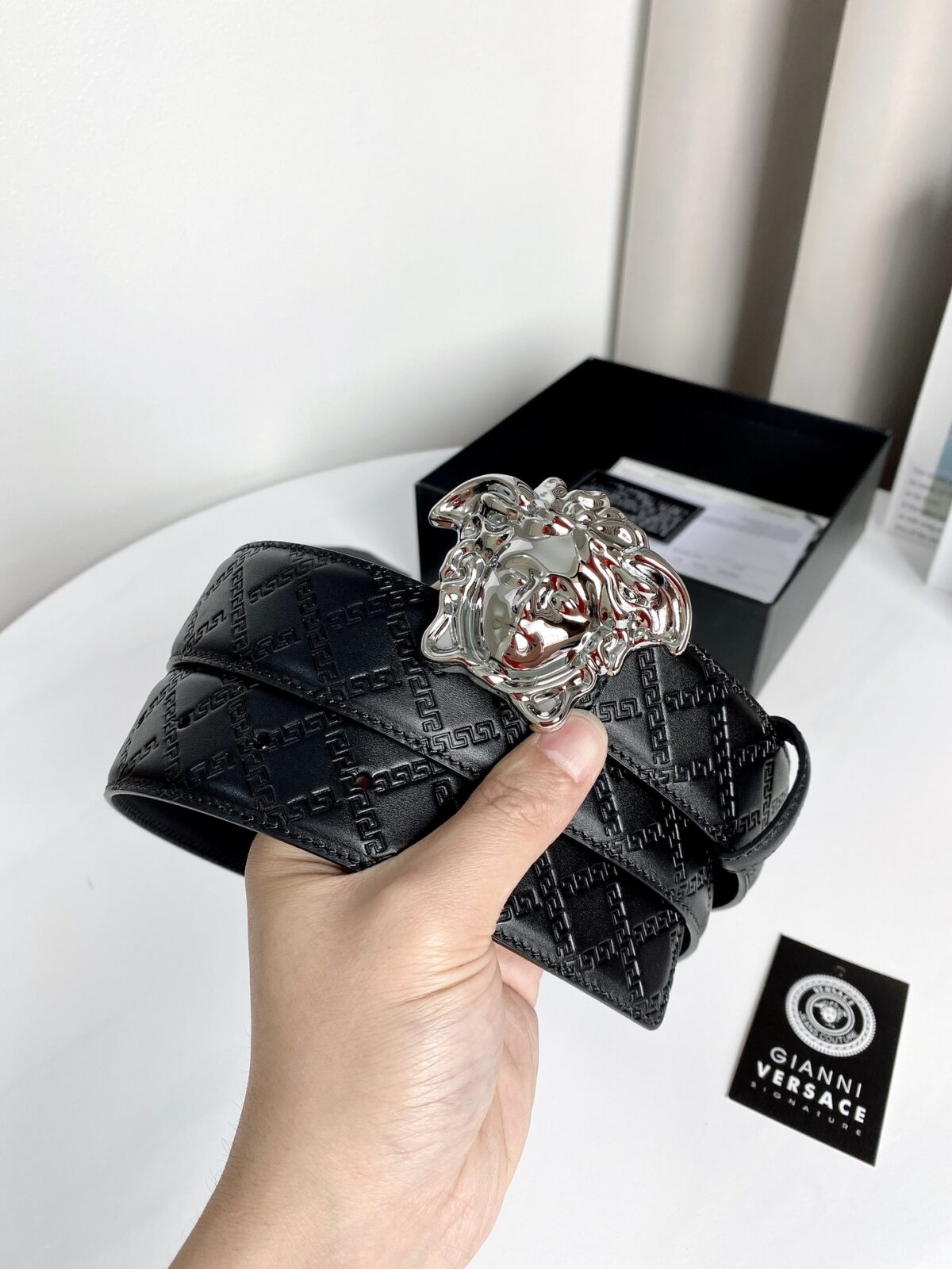 Versace 原单腰带，进口原版头层牛皮，搭配经典美人头真空电镀五金，宽度3.8cm /