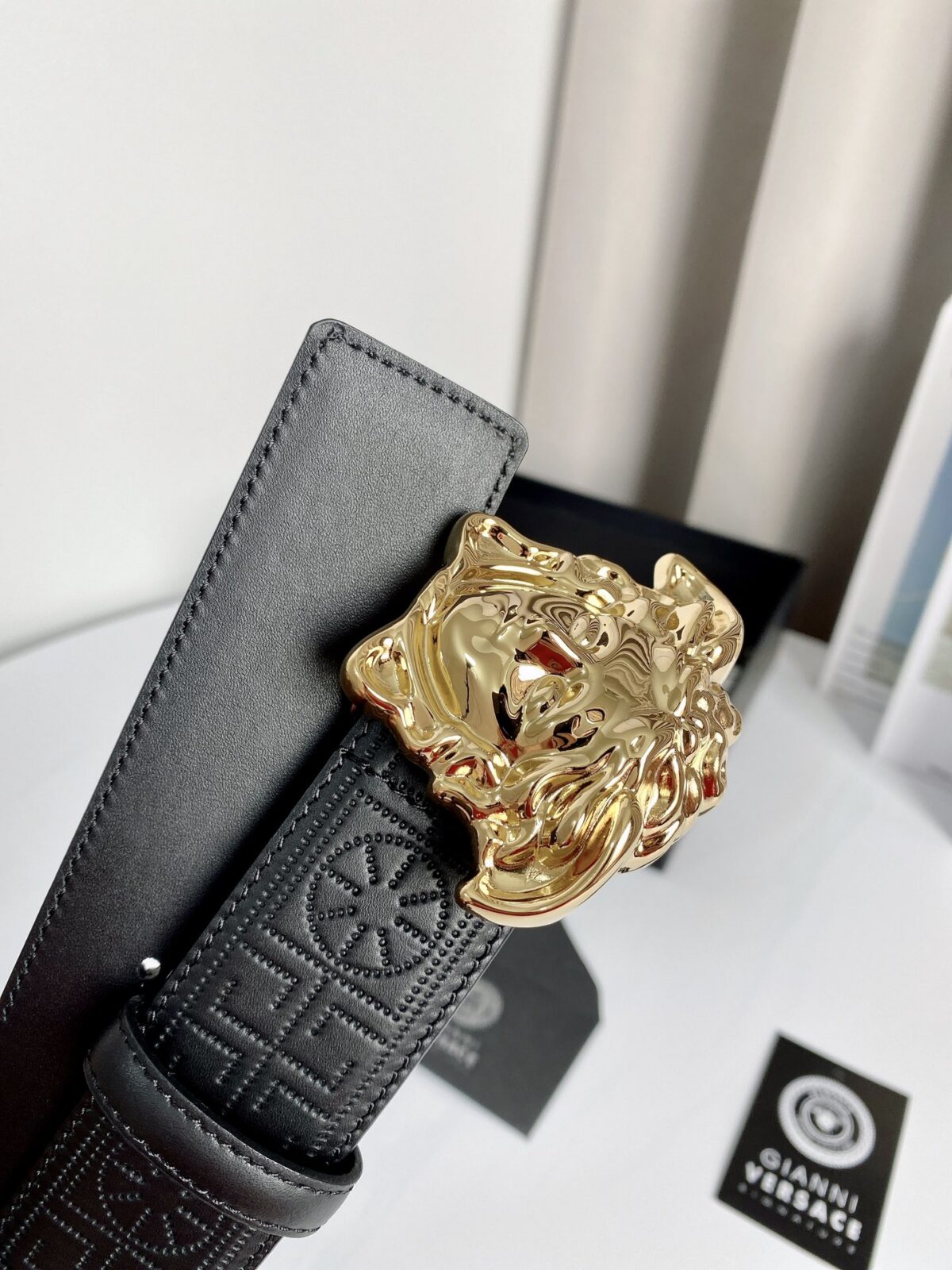 Versace 原单腰带，进口原版头层牛皮，搭配经典美人头真空电镀五金，宽度3.8cm /