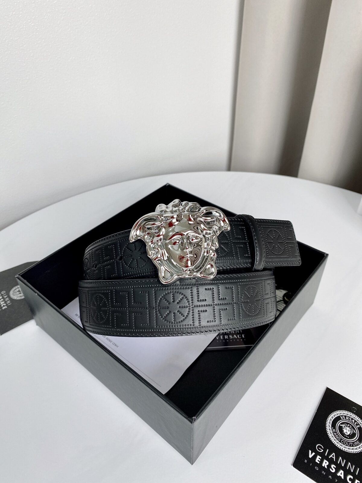 Versace 原单腰带，进口原版头层牛皮，搭配经典美人头真空电镀五金，宽度3.8cm /
