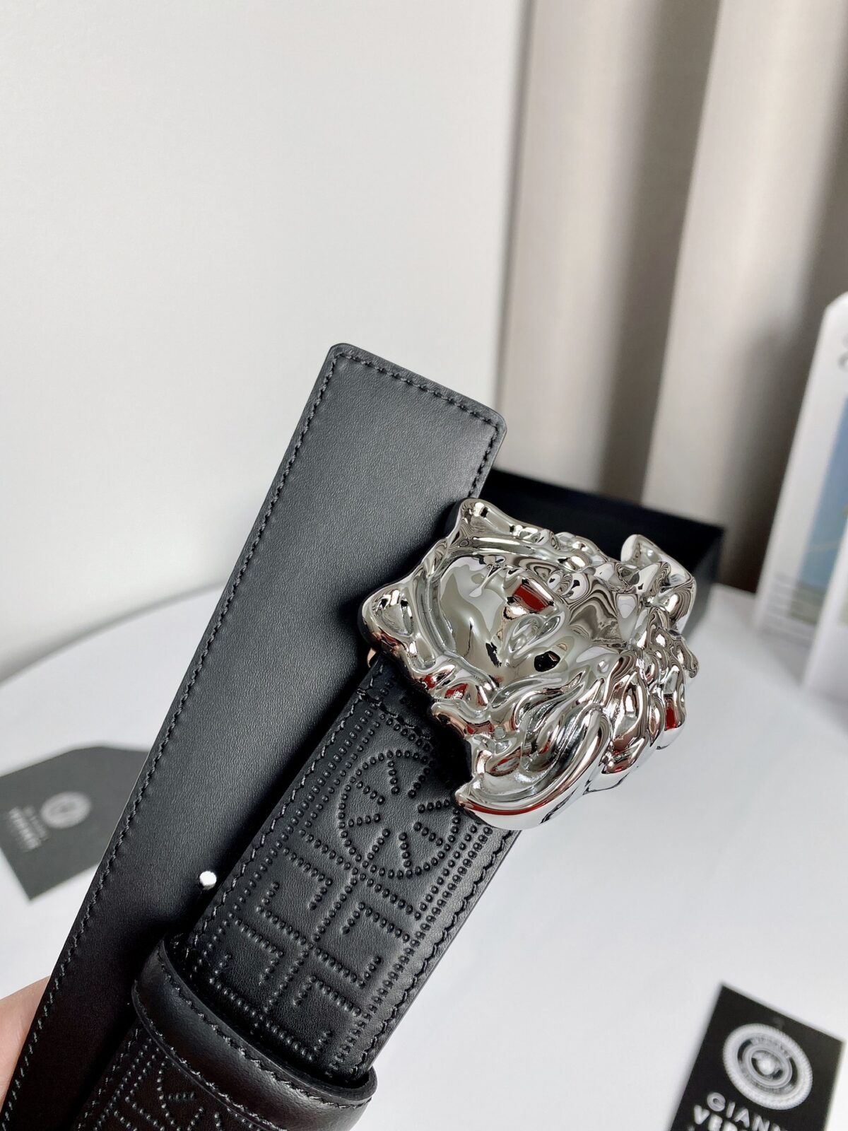 Versace 原单腰带，进口原版头层牛皮，搭配经典美人头真空电镀五金，宽度3.8cm /