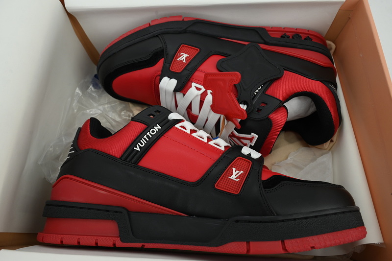 【EA0GZ】米兰黑红 LV板鞋 Louis Vuitton Milan Black Red 时尚板鞋