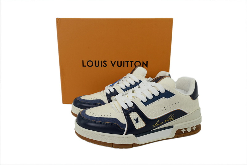 【EA0GZ】白蓝 LV板鞋  Louis Vuitton White-blue 时尚板鞋