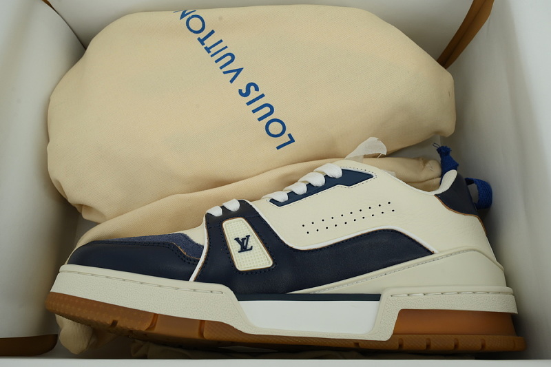 【EA0GZ】白蓝 LV板鞋  Louis Vuitton White-blue 时尚板鞋
