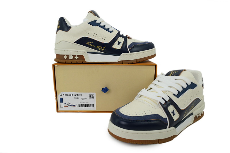 【EA0GZ】白蓝 LV板鞋  Louis Vuitton White-blue 时尚板鞋