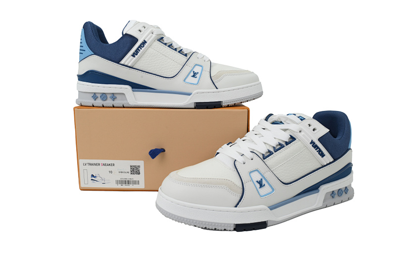 【EA0ET】新白蓝 LV板鞋 Louis Vuitton New White Blue 时尚板鞋
