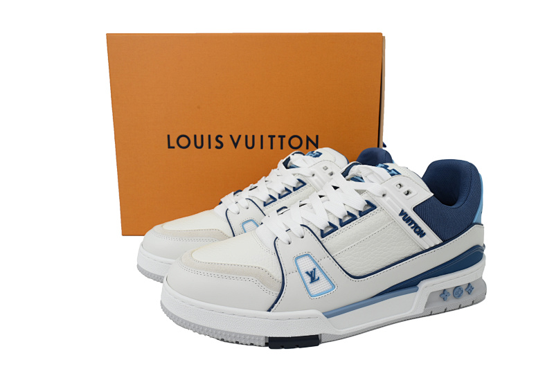 【EA0ET】新白蓝 LV板鞋 Louis Vuitton New White Blue 时尚板鞋