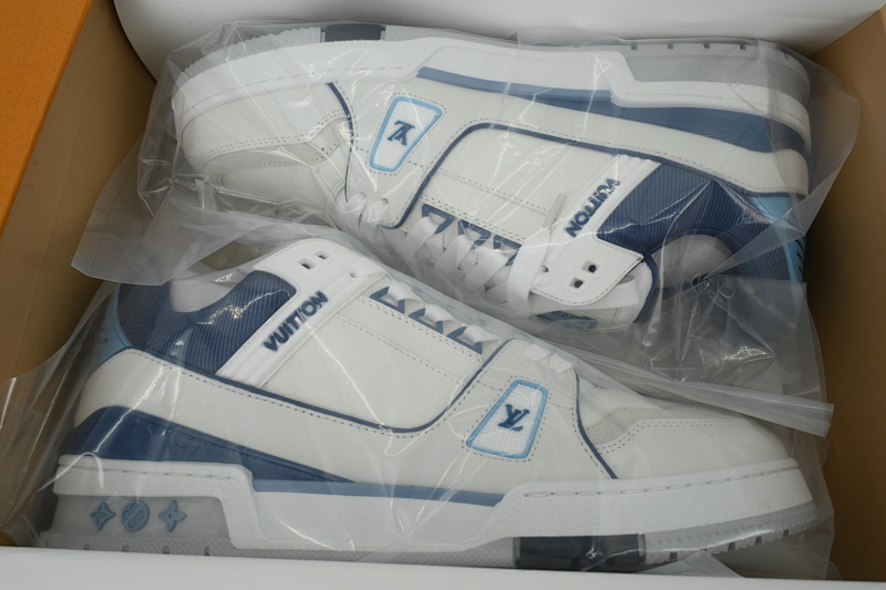 【EA0ET】新白蓝 LV板鞋 Louis Vuitton New White Blue 时尚板鞋