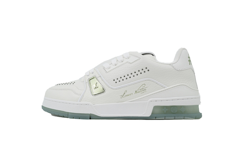 【EA0ET】白绿铆钉 LV板鞋 Louis Vuitton White Green Rivets 时尚板鞋