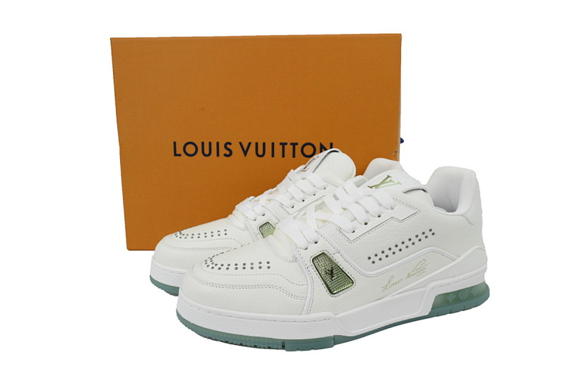 【EA0ET】白绿铆钉 LV板鞋 Louis Vuitton White Green Rivets 时尚板鞋
