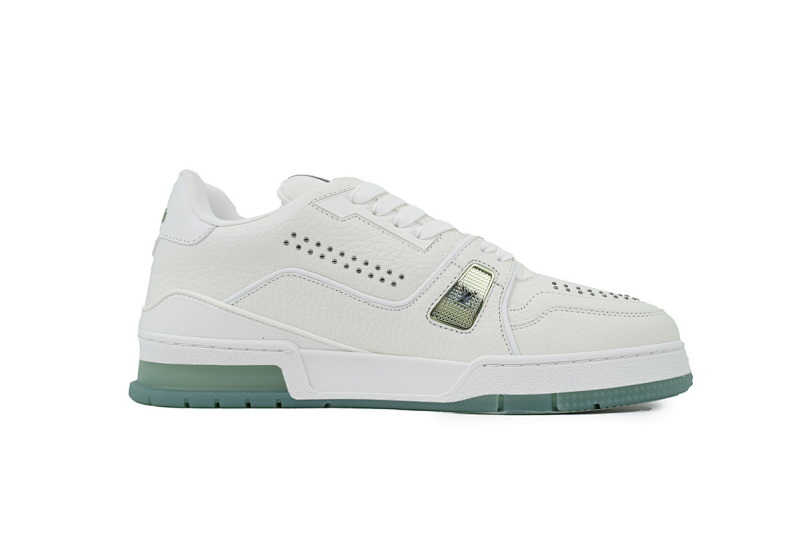 【EA0ET】白绿铆钉 LV板鞋 Louis Vuitton White Green Rivets 时尚板鞋