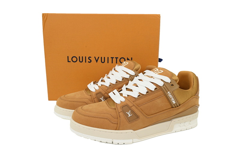 【EA0ET】棕皮白底 LV板鞋 LOUIS VUITTON Brown Skin With White Background